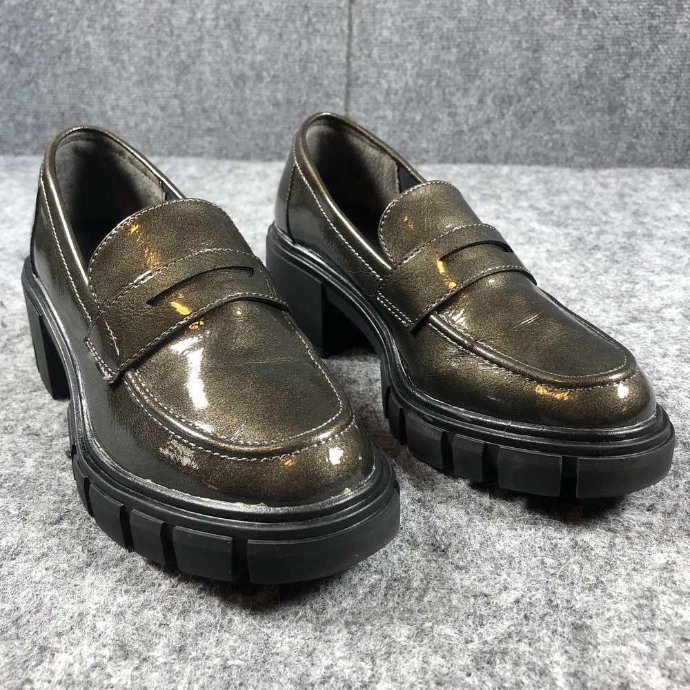 Crown Vintage Loafer Shoes Womens Size 6 M Sage Green Chunky Lug Sole Platform